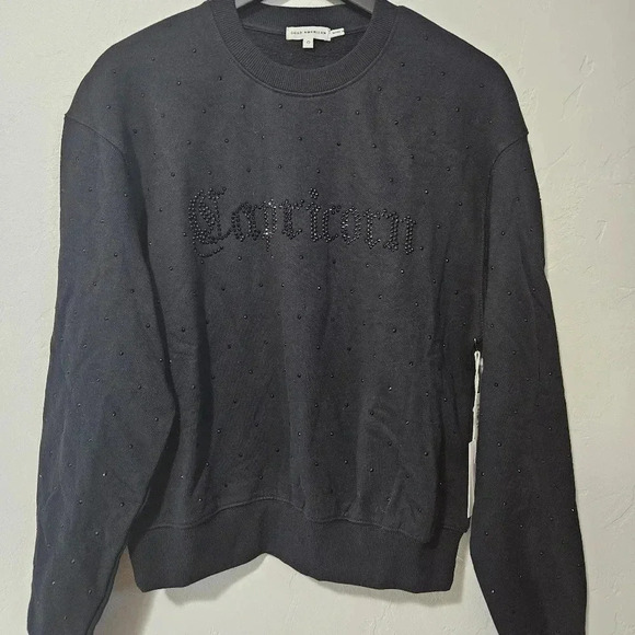 Good American Zodiac Embellished Crew Neck Sweater Capricorn NWT Black Crystals​ - Picture 9 of 15